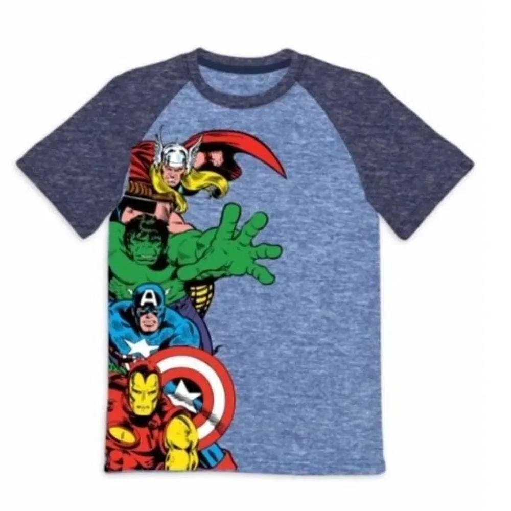 NEW MARVEL AVENGERS BOYS SHORT SLEEVE RAGLAN GRAPHIC T-SHIRT TEE TOP T-SHIRT